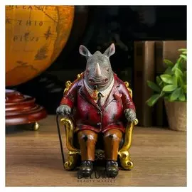 Сувенир полистоун "Носорог в кресле" 20,5х13,5х16 см
