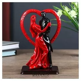 Сувенир полистоун "Объятия у сердца" стразы, красно-чёрная 23х10х14 см