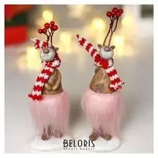 Сувенир полистоун "Олешка в полосатом шарфе и пуховой юбке" 14х5х5 см