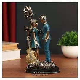 Сувенир полистоун "Парочка - свидние под розовым деревом" синий 22,5х12х8 см