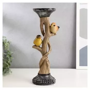 Сувенир полистоун подсвечник "Птички на дереве" 29,5х9х9 см