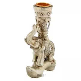 Сувенир полистоун подсвечник зеркальные вставки "Индийский слон на бревне" 12,5х7,5х3,2 см