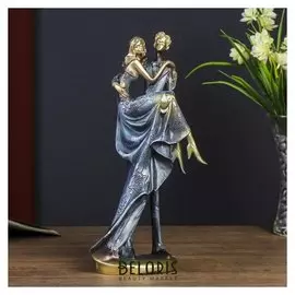 Сувенир полистоун "Романтичная пара" серебро и синий 30х13х9 см