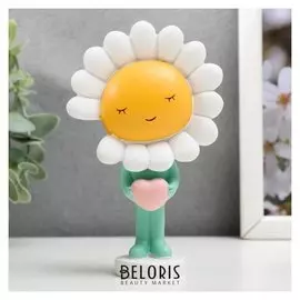 Сувенир полистоун "Ромашка с сердечком" 12,5х7,4х3,5 см