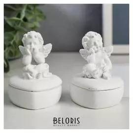 Сувенир полистоун шкатулка "Белоснежный ангел на сердечке" 6,3х4,7х4,7 см