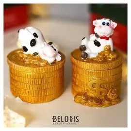 Сувенир полистоун шкатулка "Бычок на золотых монетах" 8,3х6,3х5,5 см