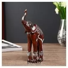 Сувенир полистоун "Слон на длинных ногах, попона с серебристыми узорами" 17,5х8,5х5 см