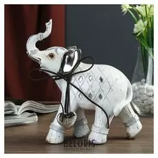 Сувенир полистоун "Слон с серебристыми ушами с сердцем на шее" 20,2х19,2х7 см