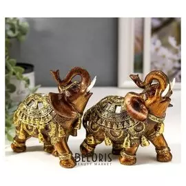 Сувенир полистоун "Слон в богатой золотой попоне" 13х12х6 см