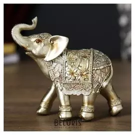 Сувенир полистоун "Слон в лилиях" 10,5х12х4,5 см