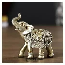 Сувенир полистоун "Слон в лилиях" 7,5х8х3 см