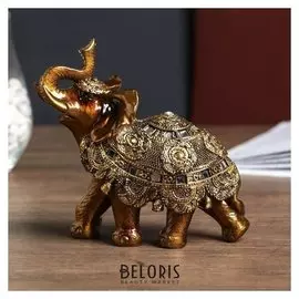 Сувенир полистоун "Слон в попоне с кисточками и зеркалами" 15,5х7,5х17 см