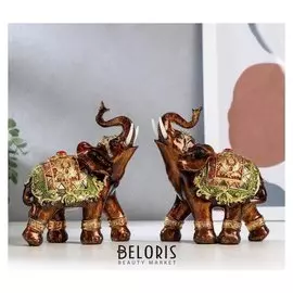 Сувенир полистоун "Слон в яркой попоне с золотом" 12х6,5х13 см