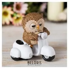 Сувенир полистоун "Совушка на мопеде" 9х8,5х7,3 см
