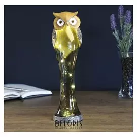 Сувенир полистоун, стекло световой "Филин" 33,5х9,5х8 см