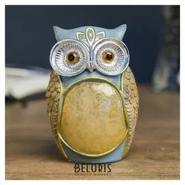 Сувенир полистоун, стекло световой "Филин с розами на животике" 10х6х7 см