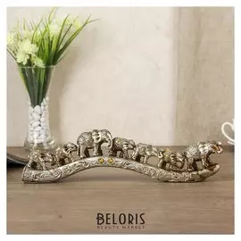 Сувенир полистоун стразы "Караван из семи слонов" 9х32,5х3,5 см