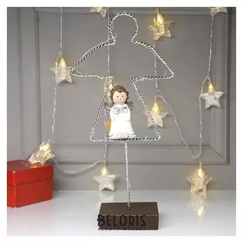 Сувенир полистоун свет "Ангелочек с книгой в белом платье" 35,5х9х18 см