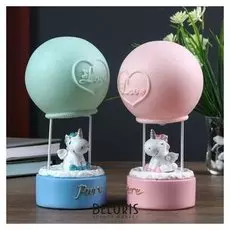 Сувенир полистоун свет "Единорог на воздушном шаре" 19,5х11х11 см