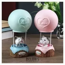 Сувенир полистоун свет "Котёнок на воздушном шаре" 19,5х11х11 см