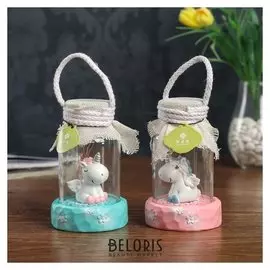 Сувенир полистоун свет "Маленький единорог" банка 14х8,5х8,5 см