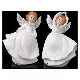 Сувенир полистоун "Танцующий ангелочек с серебристыми крыльями" 13,5х10х8 см