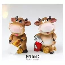 Сувенир полистоун "Телёнок малыш с покупками" 6х3х3,5 см