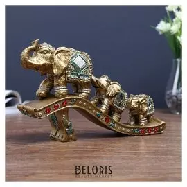 Сувенир полистоун "Три слона - дорога к счастью" 15,5х25,5х5,5 см