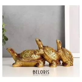 Сувенир полистоун "Три золотые черепашки" 7,5х18х5,7 см