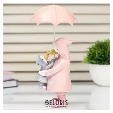 Сувенир полистоун "Уточка с утёнком в дождевиках под зонтом" 21х11х9,5 см