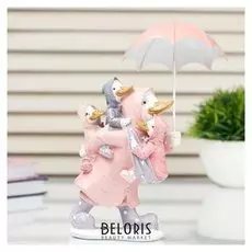 Сувенир полистоун "Уточка с утятами в дождевиках под зонтом" 21х13х9,5 см