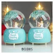 Сувенир полистоун водяной шар музыка "Девочка с оленёнком" крутится 15,5х10х10 см