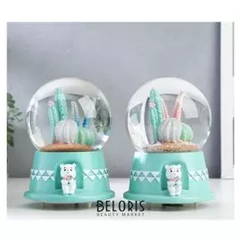 Сувенир полистоун водяной шар музыка "Кактусы" крутится 15х10х10 см