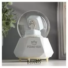 Сувенир полистоун водяной шар музыка "Кольцо с бриллиантом" крутится 15,5х10х10 см