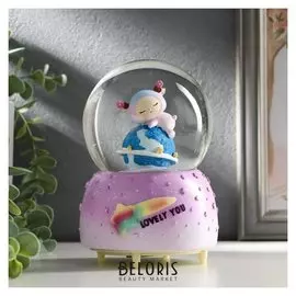 Сувенир полистоун водяной шар музыка "Малышка на земном шаре" крутится 15.5х10х10 сv