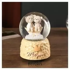 Сувенир полистоун водяной шар музыка механический "Мишки в лодочке" 15,5х10х10 см