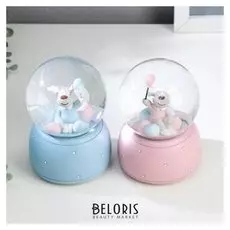 Сувенир полистоун водяной шар музыка, свет "Лосик с воздушными шариками" 12х8х8 см