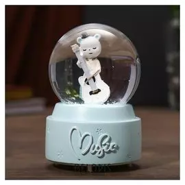 Сувенир полистоун водяной шар свет, музыка "Музыкант мишка/зайка" 12х8х8 см