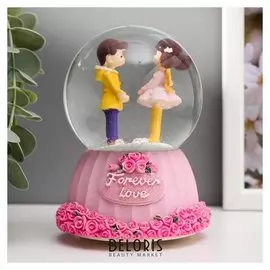 Сувенир полистоун водяной шар свет, музыка "Влюблённые подростки" 12,5х8х8 см