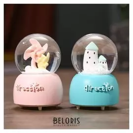 Сувенир полистоун водяной шар свет "Замок/радуга" 7,5х4,5х4,5 см