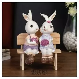 Сувенир полистоун "Зайчики на скамеечке - свидание" 17,5х7х12,5 см