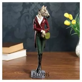 Сувенир полистоун "Зебра-леди с сумочкой" 37,5х9х7,5 см