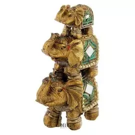 Сувенир полистоун зеркальные вставки "3 слона с бисером на попоне" 12,5х9х4 см