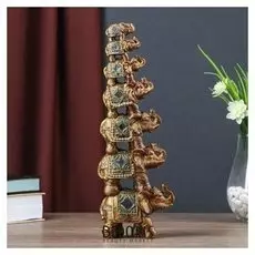 Сувенир полистоун зеркальные вставки "Пирамида из 7 слонов" 30х10,5х5,5 см