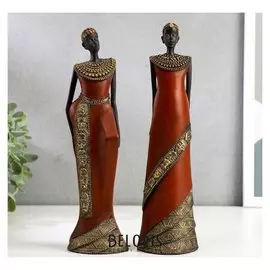 Сувенир полистоун "Женщина племени самбуру, с бусами на шее" 24,5х5,5х7 см