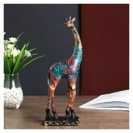 Сувенир полистоун "Жираф с золотой шеей - мазки краски" 38х7,7х12 см