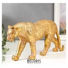 Сувенир полистоун "Золотой тигр" геометрические узоры 15х32х7 см