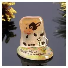 Сувенир с колокольчиком "Бычок. добро", селенит