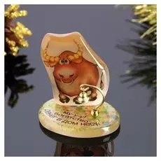 Сувенир с колокольчиком "Бык. богатство", селенит