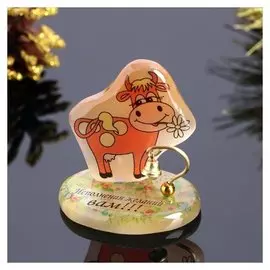 Сувенир с колокольчиком "Корова. исполнения желаний", селенит